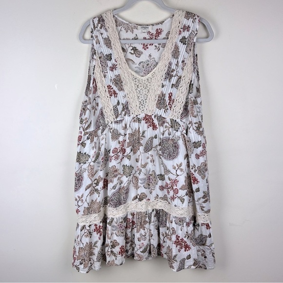 Umgee Dresses & Skirts - Umgee | Boho Beachy Crocheted Lace Floral Sleeveless Babydoll Mini Dress | L
